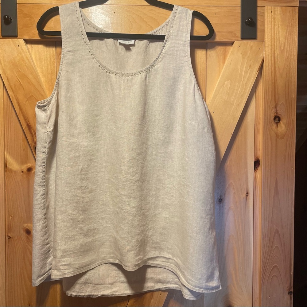 Women's Linen Blend Scoop Neck Tank Top - Light Beige. Size XL. J. Jill, coastal